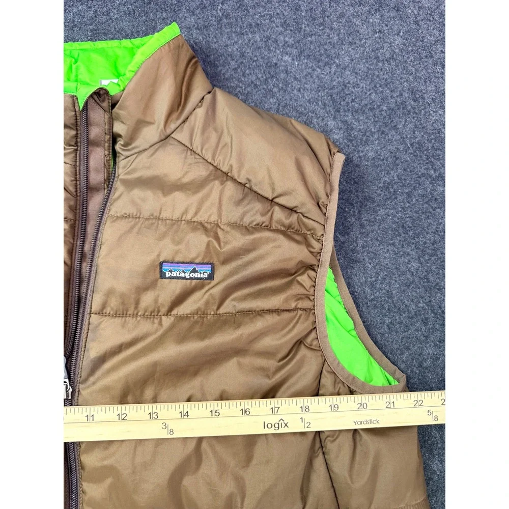 Patagonia Nano Puff Vest Mens Large Brown Lime Green PrimaLoft Insulated Puffer